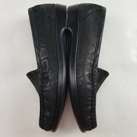 SAS Simplify Embossed Snake Loafer Womens 7.5 Black Leather Slip On Flat Shoe - Picture 6 of 11